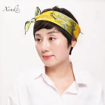 

100% silk women Square scarf,Material:twill silk, size:52x52,Thickness 12mm oil painting sun flower Yellow