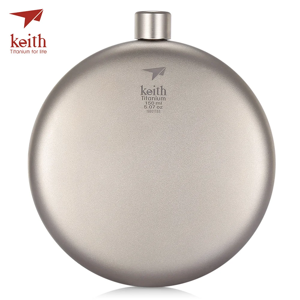 

Keith 150ml Pure Titanium Liquor Hip Flask Funnel Wine Pot Bottle Corrosion-Resistant Lightweight Hiking Outdoor Tableware
