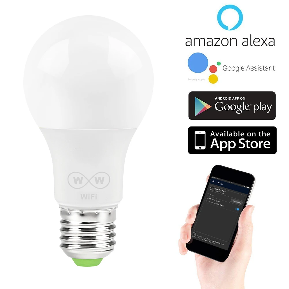 1/2/3/5/8/10 шт. WiFi умная лампочка Led Wake Up лампочки 6 5 Вт E27 с Alexa и Google Assistant Прямая