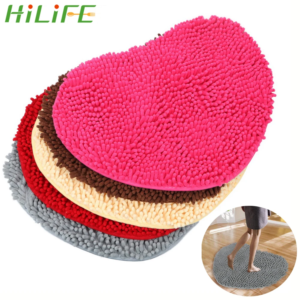 

HILIFE Non-Slip Absorbent Bath Mat Bedroom Door Mat Heart Shaped Carpet Chenille Rug Cushion