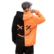 Дропшиппинг толстовки свитшоты для мужчин и женщин Цвет Блок Лоскутная Улыбка печати толстовка хип хоп Уличная мужская одежда