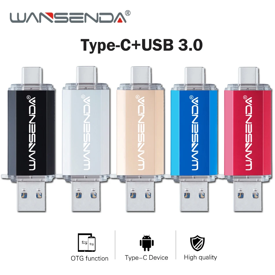 Hotsale WANSENDA OTG Usb Stick Type C Pen Drive 128GB 64GB 32GB 16GB USB Flash Drive 3.0 High Speed Pendrive for Type-C Device