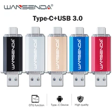 WANSENDA-Pendrive USB-C OTG 3 0 512 GB 256 GB 128 GB 64 GB 32 GB 16GB tanie tanio CN (pochodzenie) TYPE C USB 3 0 Flash Drive Wielofunkcyjny TYPE-C Metal Black Silver Red Blue Gold Rose gold H2testw test