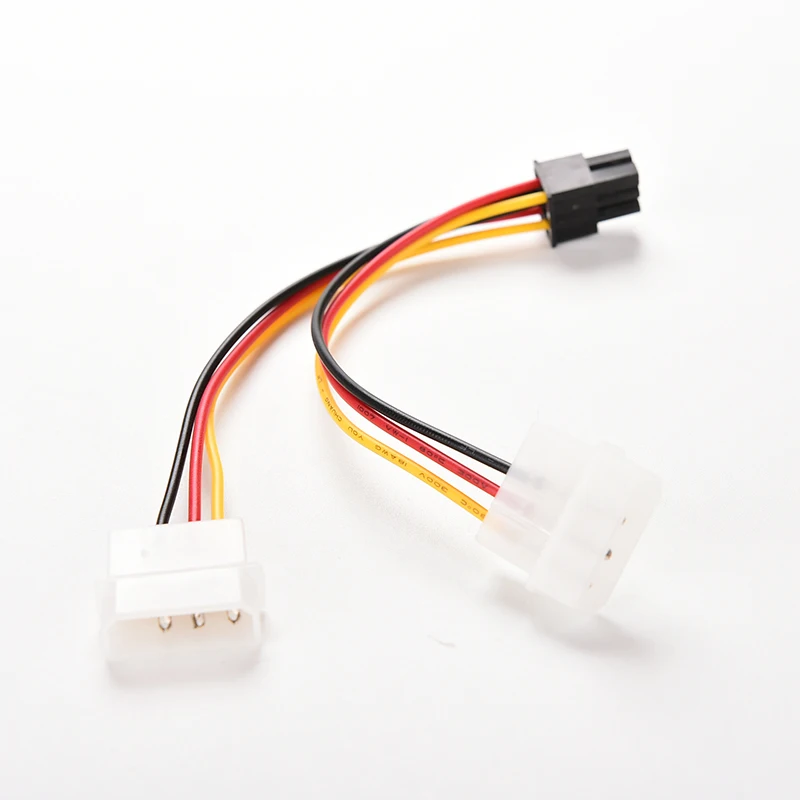 2000 шт./лот 2 IDE двойной 4-контактный Molex штекер до 6-контактного разъема PCI-E Y кабель
