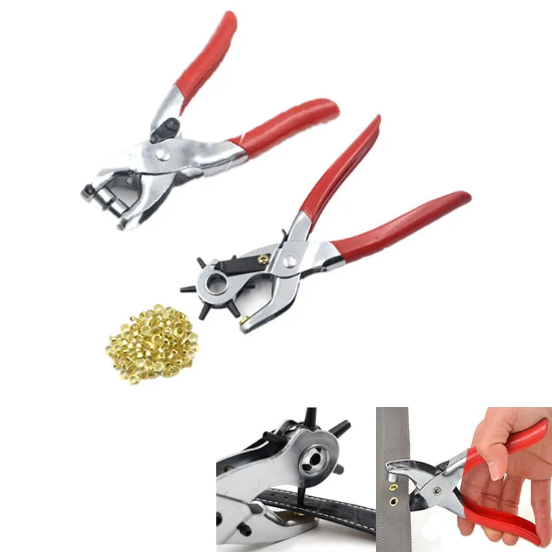 

Eyelet plier setter shoe snap button cloth tool strap setting leather hole puncher punching watchband watch band Grommet belt