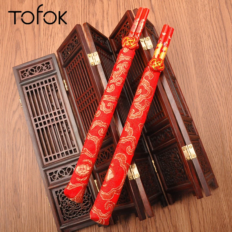 Tofok китайские красные деревянные палочки для суши пищевые Hashi Chop посуда свадебная