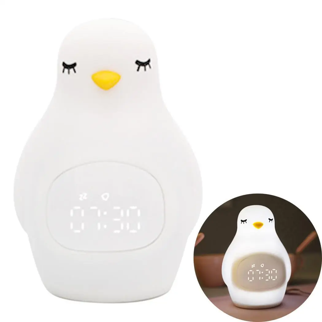 

Multi-function Cartoon Shape Alarm Clock Charging Kit Voice Control Night Light light time setting button.