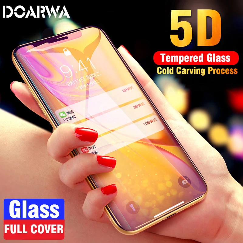5D полное изогнутое закаленное стекло на iPhone XR XS Max защита экрана покрытие
