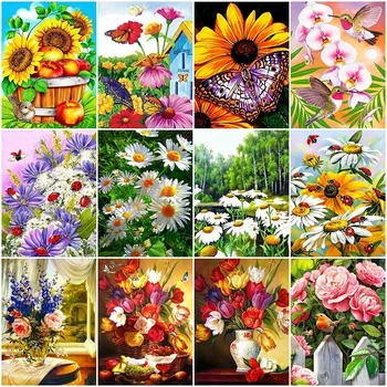 

AZQSD 5D Full Drill Square Diamond Painting Sunflower Cross Stitch Kits Diamond Embroidery Animal Needlework Handmade Home Decor