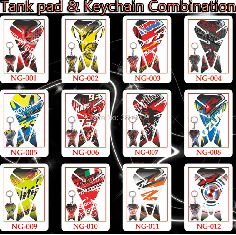 Kopen FASP Motorfiets Sticker Tank pad en Sleutelhanger Combinatie Hars plastic Decal voor kawasaki SUZUKI Honda Harley Yamaha KTM PULSA