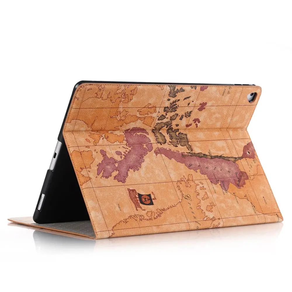 

For iPad Pro 12.9 Auto Sleep/Wake Magnetic World Map Smart Flip Leather Case For iPad Pro 12.9 inch 2017 Stand Tablet Cover