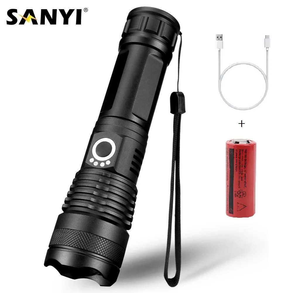 

LED Flashlight Waterproof Tactical Flashlights 5 Modes Torch Lantern Zoomable USB Charging 26650 Flashlight For Night Fishing