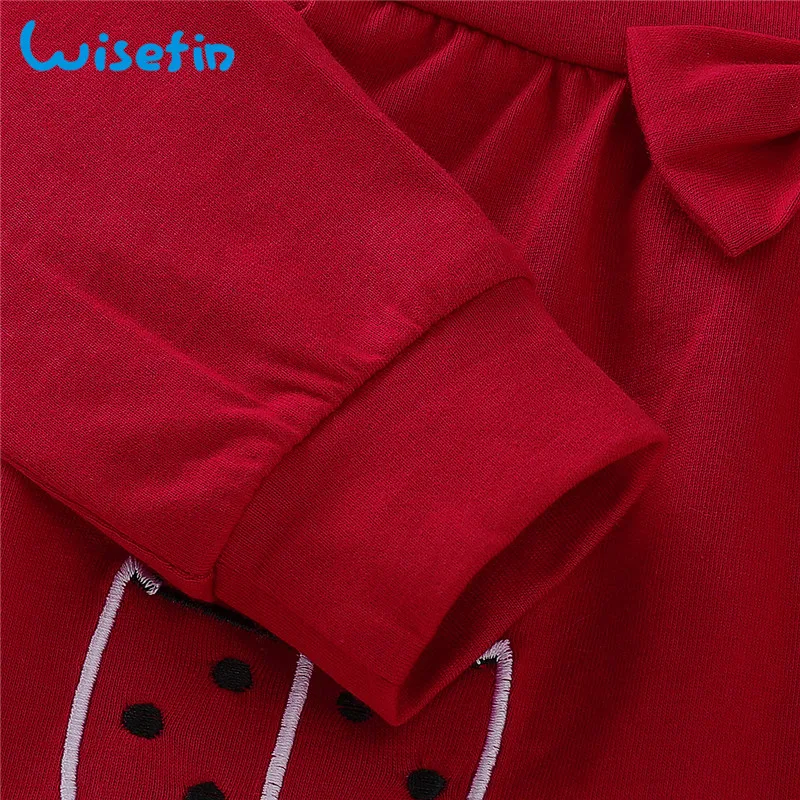 Jual Wisefin Bayi Gadis Pakaian Set Lengan Panjang Bayi Kepik Pakaian untuk Gadis Musim Dingin Musim Gugur Merah Lucu Busur Bayi Gadis Pakaian set