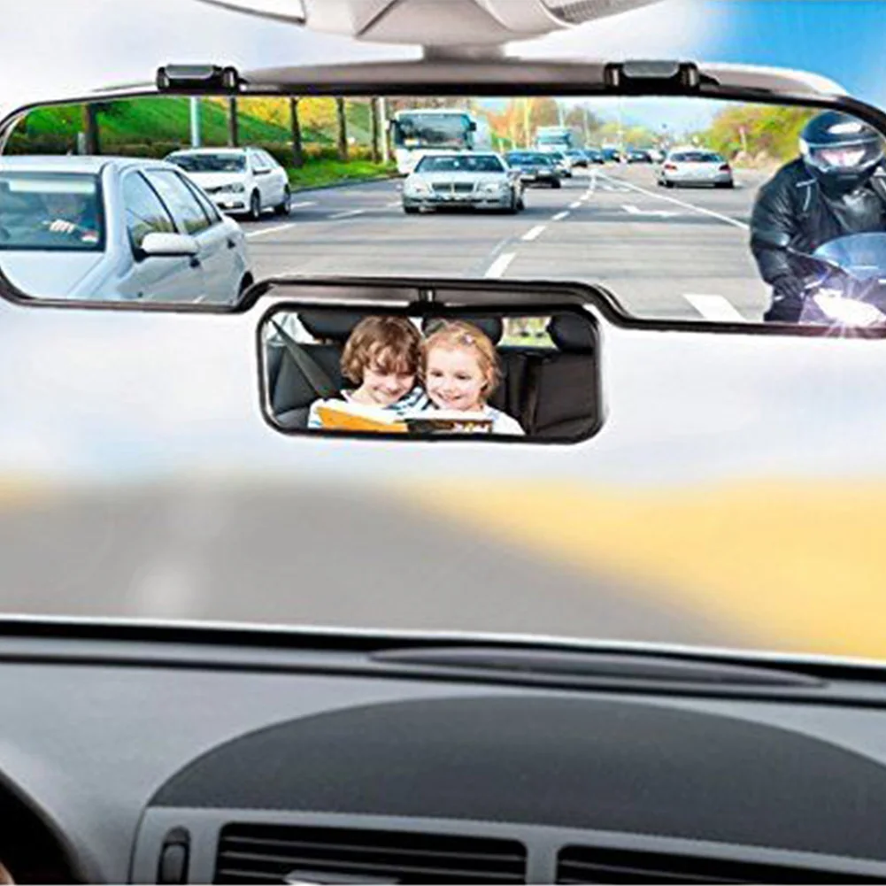 

Rearview Mirror 2 In 1 Child View Safety Universal Interior Car Double Rearview Mirror Wide Angle Rotatable Mirrors Infant #1213