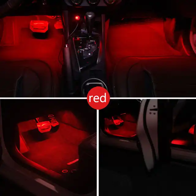 Us 7 56 41 Off 4pcs Car 5050smd Red Led Strip Light Lights Colors Car Styling Decorative Atmosphere Lamps Car Interior Light With Remote 12v In