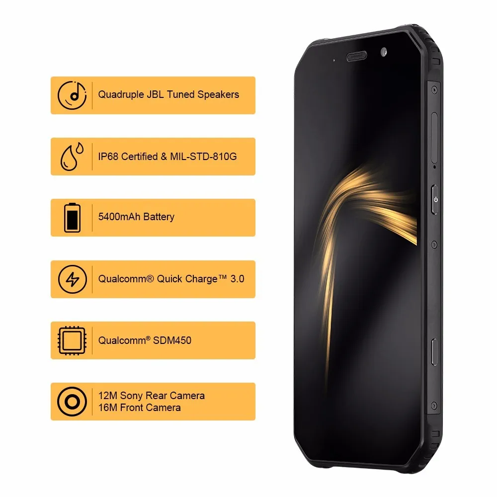 AGM A9 смартфон с 5 дюймовым дисплеем восьмиядерным процессором Qualcomm SDM450 ОЗУ 4 Гб ПЗУ