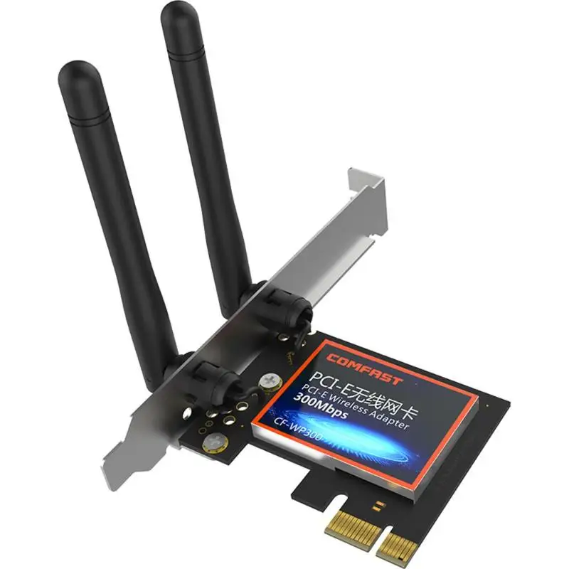 Comfast CF-WP300 высокая скорость 300 Мбит/с Настольный PCI-E беспроводная сетевая карта 2 * всенаправленные антенны прием WiFi для Windows 10