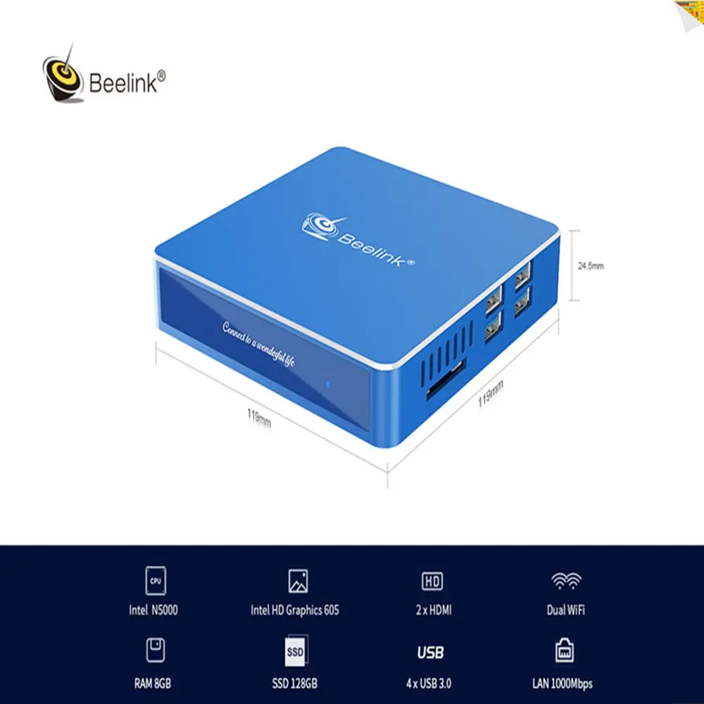 Beelink N50 N5000 Mini PC Intel Gemini Lake HD Graphics 605 8GB RAM 128GB SSD 2.4G 5.8G WiFi 1000Mbps 4xUSB3.0 BT4.0 | Электроника