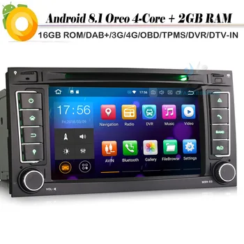 

7" Quad Core Android 8.1 Autoradio GPS DVD BT Sat Nav OBD DAB+ Bluetooth WiFi 4G DVR Car Radio Player for Touareg T5 Multivan