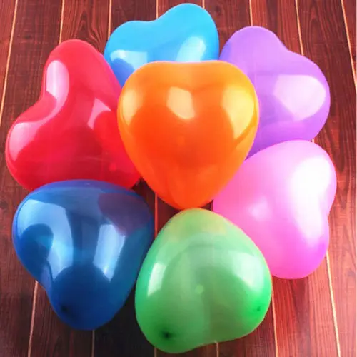 

100Pcs Mixed Neon Colors Latex Heart Shape Balloons Celebration Christmas Party Wedding Birthday Festival Ball Decor