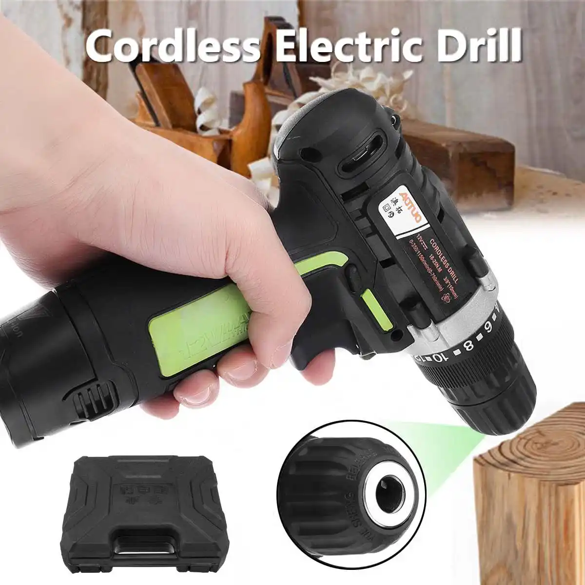

12V 2 Speed Cordless Electric Screwdriver 3/8''Driver Rechargeable Li-Ion Battery LED Light Wrench Drill Install Hand Power Tool