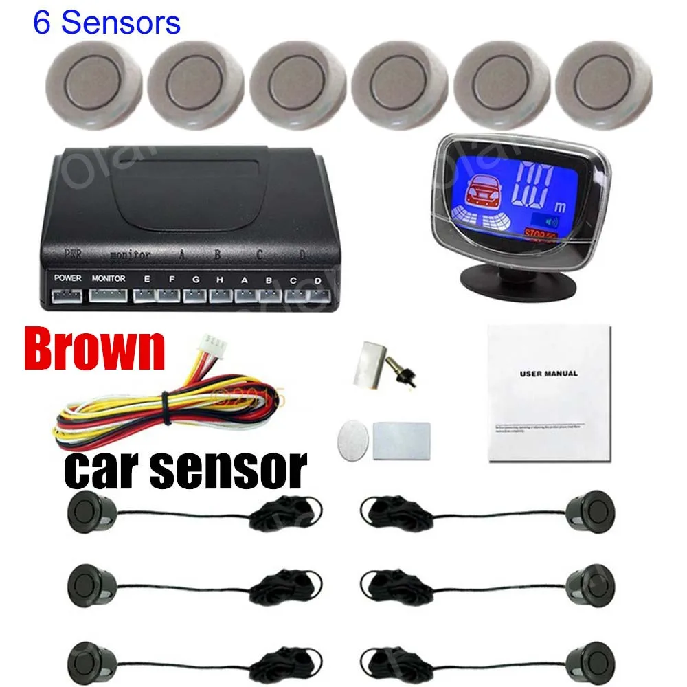 Alert alarm Parking Sensor Kit LCD monitor 6 Sensors Car Reverse Backup Radar 22.5mm Buzzer Monitor System 12V | Автомобили и