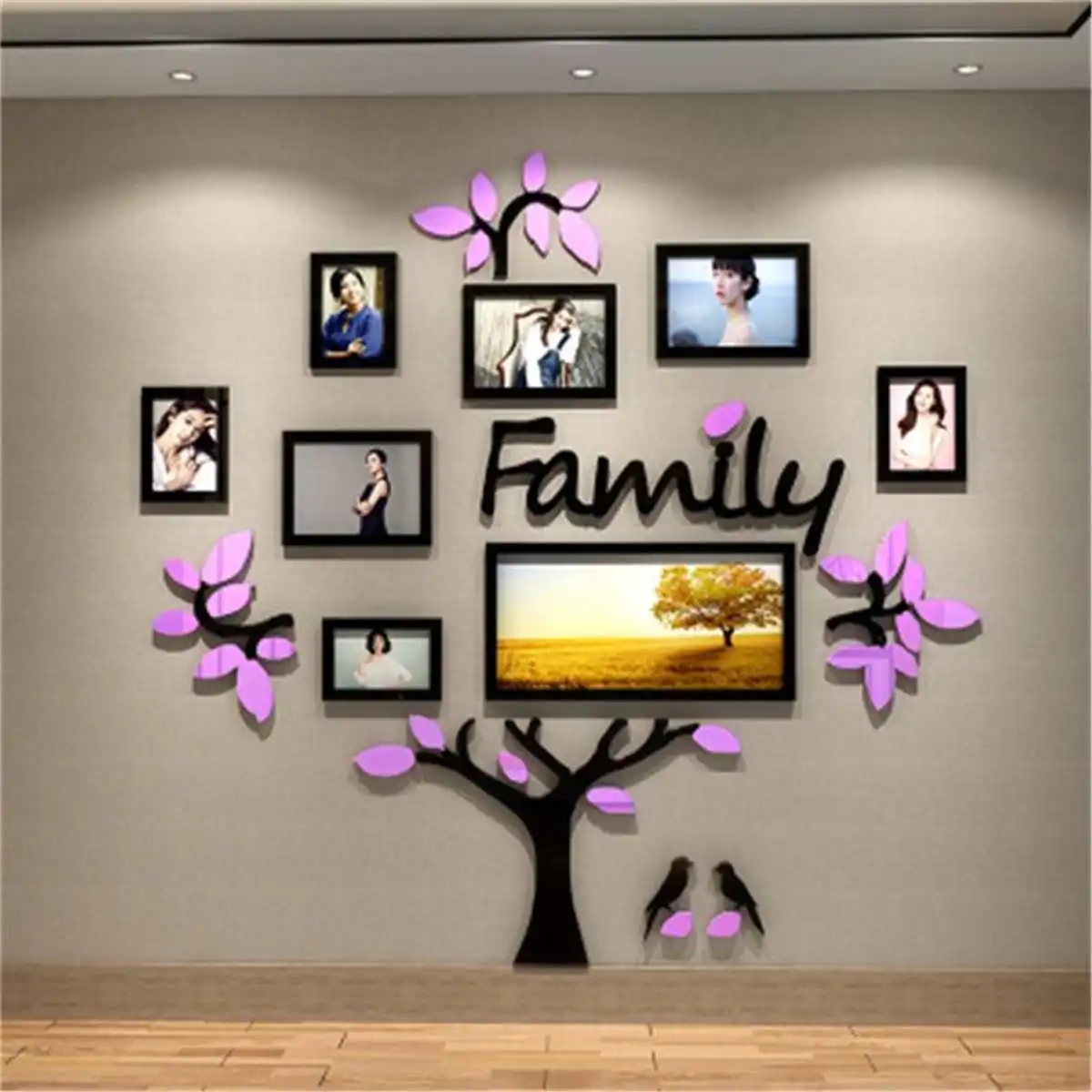 DIY наклейки на стену 8 шт фоторамка 3D акрил DIY семейное дерево, искусство, картинка рамка фоторамка наклейки на стены плакат для дома декоративный