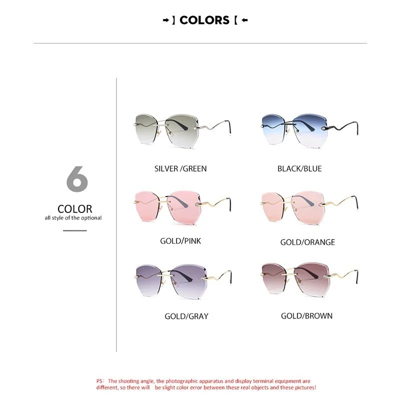 DENISA, роскошные солнцезащитные очки для девушек,, стразы, без оправы, очки, Ретро стиль, полигон, женские солнцезащитные очки, фирменный дизайн, UV400, G23059