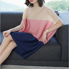 LANMREM Новое модное женское летнее короткое плиссированное платье с рукавами «летучая мышь» и круглым вырезом, повседневные свободные платья больших размеров NA947