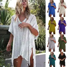 WOMEN’S LACE CROCHET BIKINI BEACHWEAR COVER UP BEACH DRESS SUMMER BATHING SUIT