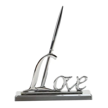 

Wedding Party Signing Pen with Silver Love Holder Guest Book Signing Pen Set Wedding Supplies