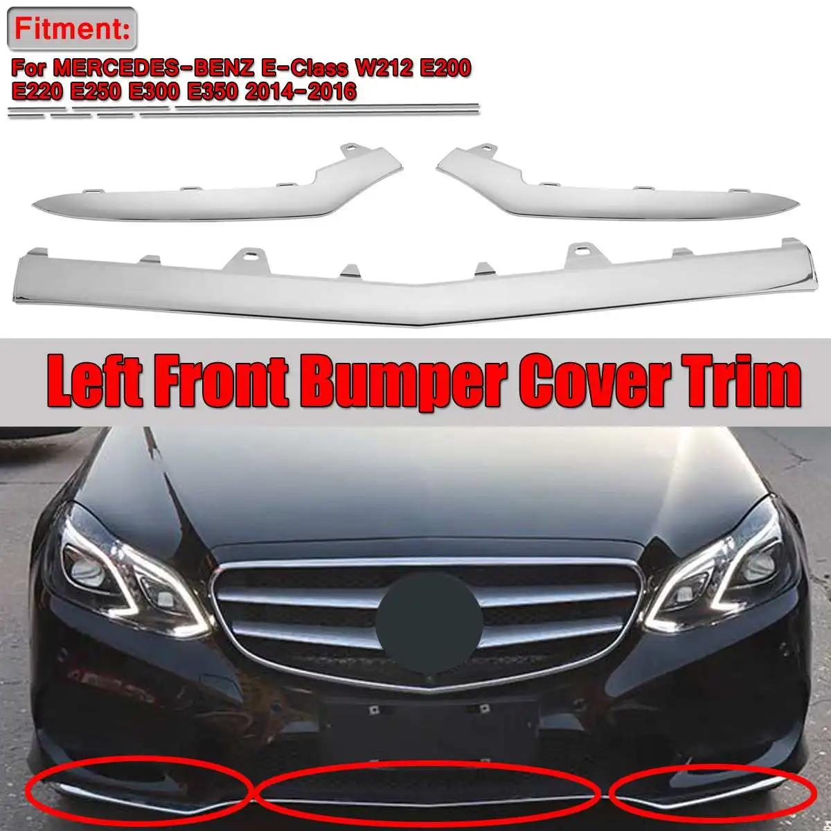 W212 E200 Car Front Bumper Chrome Grille Cover Trim Molding For Mercedes For Benz E Class W212