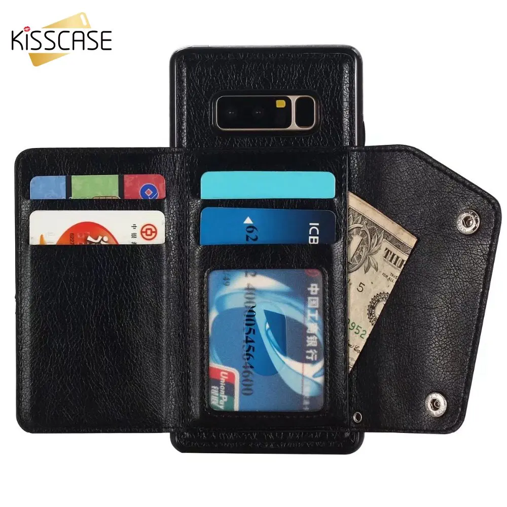 KISSCASE Модный чехол для телефона из искусственной кожи для samsung Galaxy S9 S8 плюс S7 Edge Note 4 с карманами для карт для samsung Note 8 9 чехол-портмоне