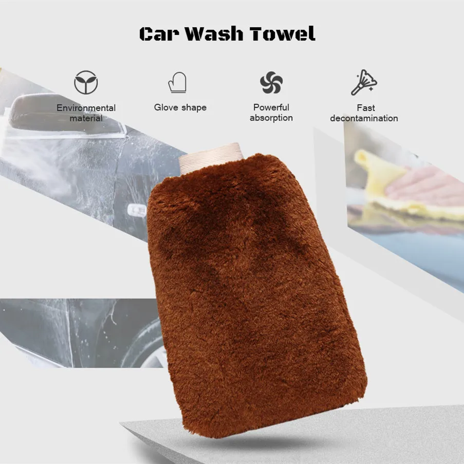 Double Sided Plush Car Wash Towel Glove for Kitchen Bathroom Office Use High quality Strong Water Absorption Wet Dry | Автомобили и