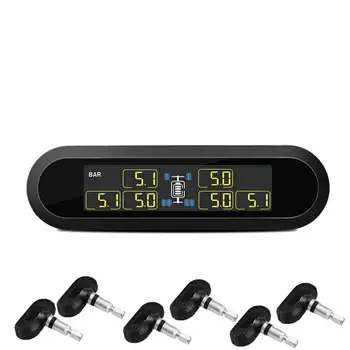 Car TPMS Tire Pressure Monitoring System HD Digital LCD Display 6 Internal Sensors Wireless Auto Tire Alarm System careud t801 nf auto car tpms tire pressure solar panel monitoring system with 4 internal sensors