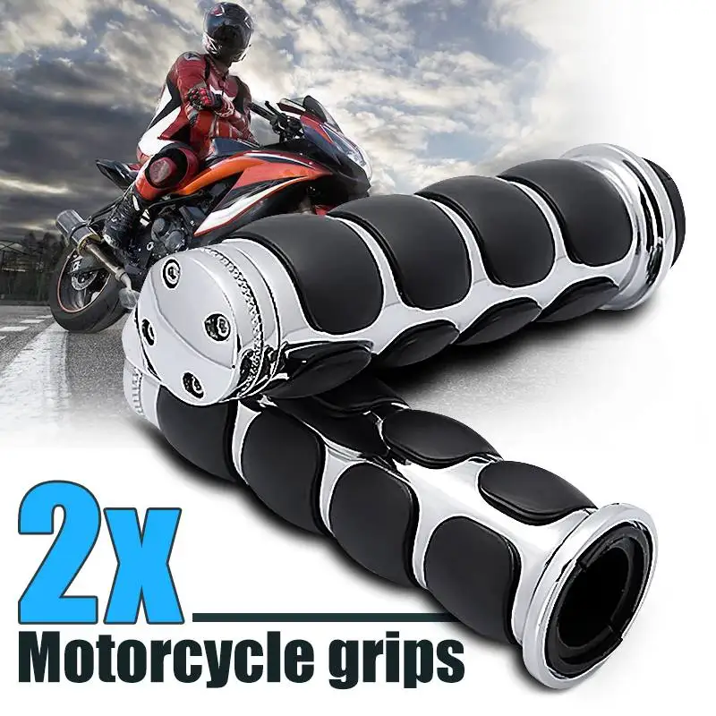 

2pcs 1 inch Universal Chrome Hand Grips Motorcycle Handle Bar End Hand Grips For Harley for Yamaha for Suzuki