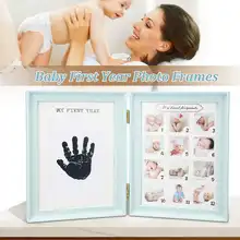 Фоторамка для фотосъемки, постер, детская фоторамка, первый год, 12 месяцев, новорожденный отпечаток ноги, запись с штемпельная подушечка для рукоделия, бумажный набор