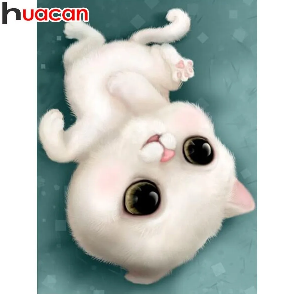 

Huacan Full Square Diamond Painting Cat 5D DIY Diamond Embroidery Cartoon Mosaic Home Decoration Picture Of Rhinestones Gift