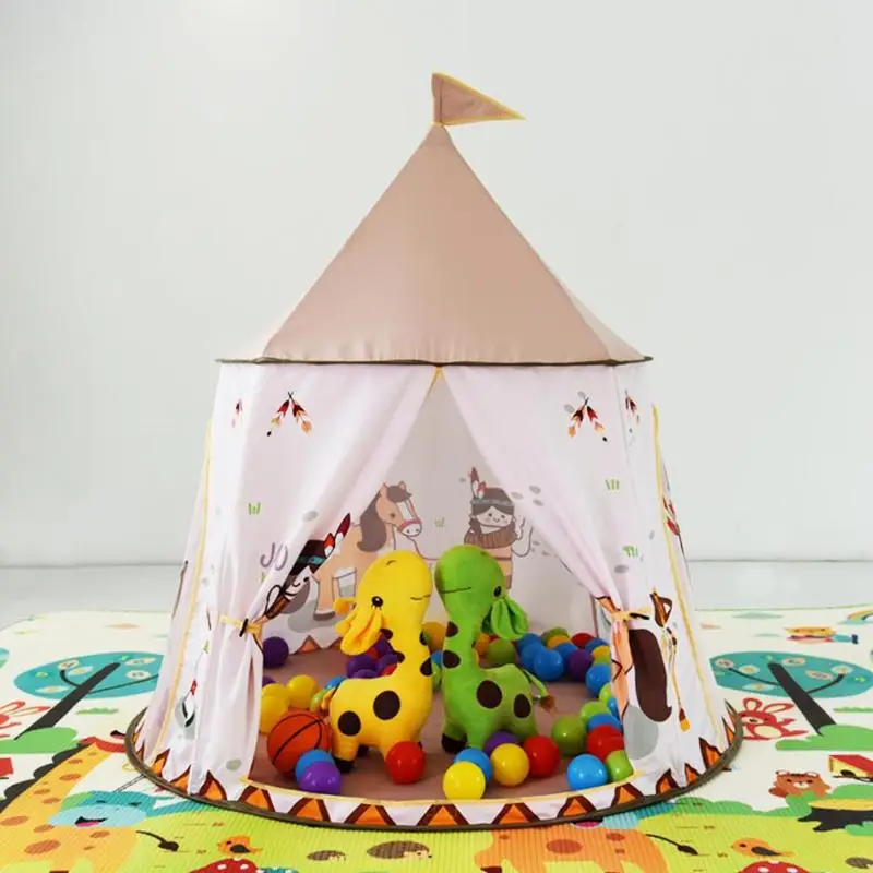 Детские игровые палатки, портативная детская мультяшная лошадка, палатка для дома, Детская Крытая игра на открытом воздухе, палатка, Домик принцессы, замок с флагом