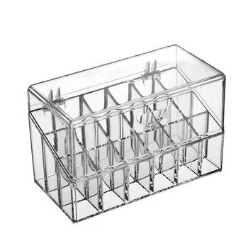 

1 Pc Storage Box Clear Portable 18 Slots Plastic Organizer Holder Case Box Display for Makeup Cosmetic Lipstick Jewelry