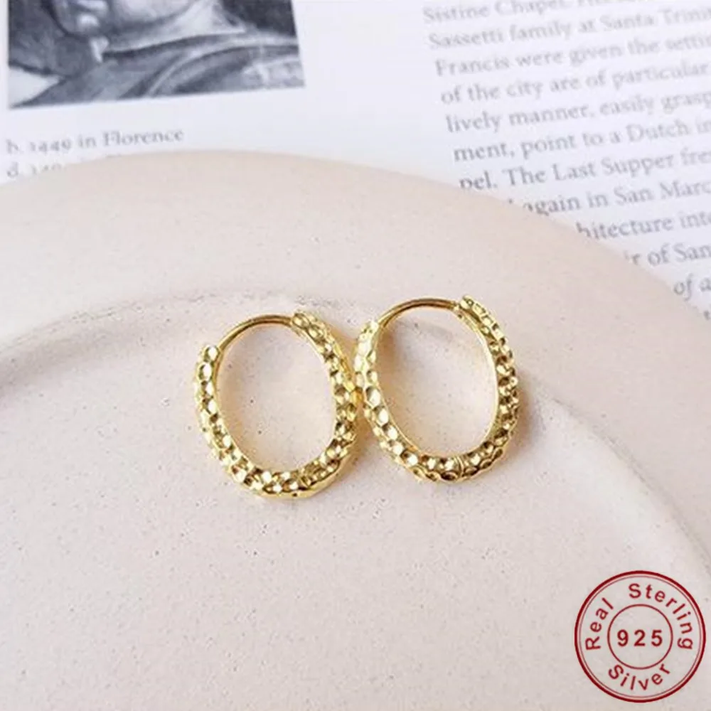 

Small Simple Gold Color U Shaped Earrings 925 Silver Women Hoop Earring