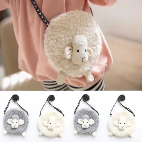 

New Kids Girls Mini Cute Bags Plush Sheep Purse Shoulder Bag Messenger Handbags