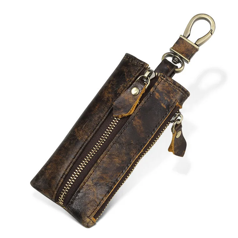 Мужские чехлы для ключей кейс на молнии сумка брелок для ключей для мужчин Организатор ключей экономки s676-40 винтажный кошелек из натуральной кожи для ключей