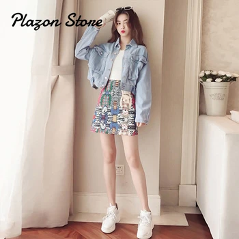 

Denim Jacket Baseball Uniform Single-breasted Short Denim Jacket Harajuku Crop Women Streetwear Korean Jacket Fall Jacket