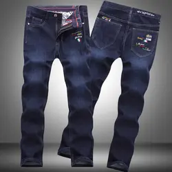 В европейском и американском стиле модные дизайнерские джинсы Eden Для мужчин s джинсы акулы брюки парк бренд Для мужчин прямые темно-голубой