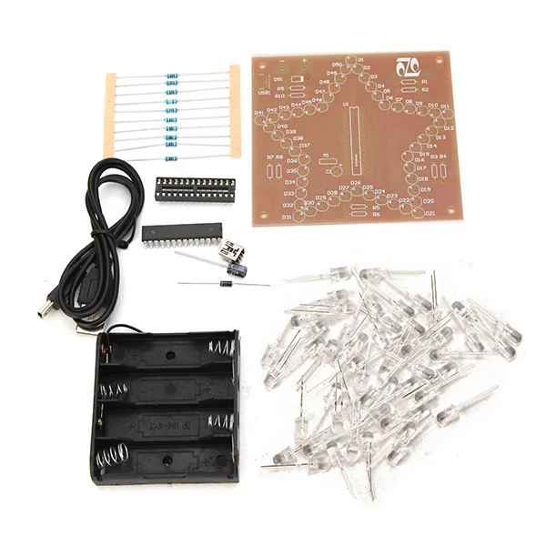

1 Set Colorful Star LED Blinking DIY Learning Kit With Battery Case Box Pack Holder and USB line