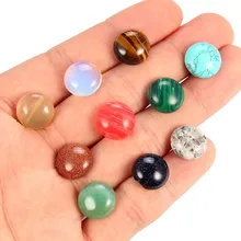 10 шт./лот пальмовый камень круг натуральный Ассорти Рейки Исцеление тигровый глаз розовый кварц черный обсидиан для DIY ожерелье чакры