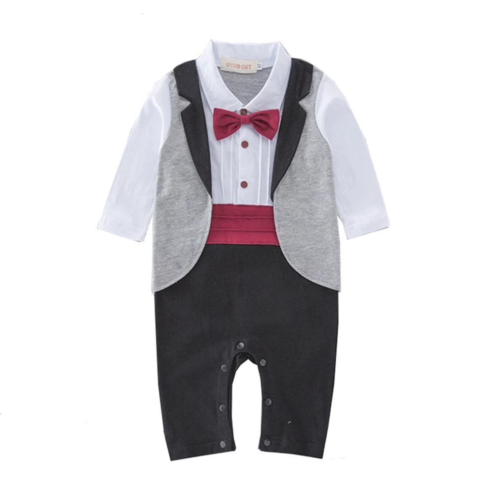 

Newborn Baby Boy 1PCS Romper Gentleman Style Outfit Long Sleeve Formal Dress