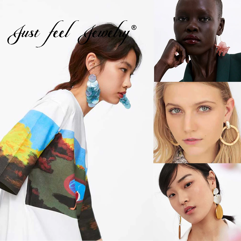 

JUST FEEL 2019 New Bohemian Za Drop Earrings For Women Blue Colorful Handmade Layer Ethnic Wedding Dangle Earring Party Jewelry