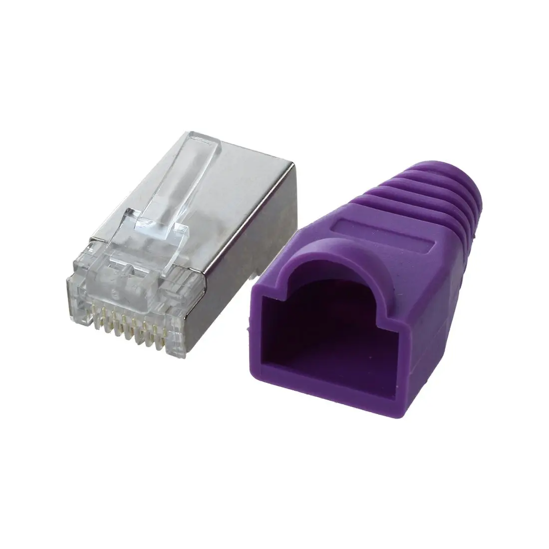 30 Pcs Metal Shielded 8P8C RJ45 Plug Network Connectors w Protective Sleeve